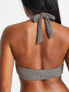South Beach mix & match wrap halter bikini top in gold metallic