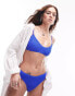 Topshop mix and match crinkle skinny scoop neck cami bikini top in cobalt Синий, 34 - фото #4