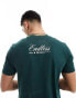 ASOS DESIGN t-shirt in dark green with back neck text print