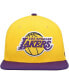 Фото #4 товара Men's Gold, Purple Los Angeles Lakers Two-Tone No Shot Captain Snapback Hat