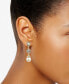 Gold-Tone Crystal Halo & Colored Imitation Pearl Linear Drop Earrings, Created for Macy's