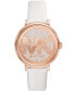 ფოტო #1 პროდუქტის Women's Addyson Quartz Three-Hand White Leather Watch 40mm