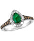 ფოტო #1 პროდუქტის Costa Smeralda Emeralds (1/2 ct. t.w.) & Diamond (1/4 ct. t.w.) Halo Ring in 14k White Gold