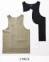 ASOS DESIGN 3 pack vests in multiple colours