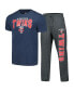 ფოტო #1 პროდუქტის Men's Charcoal, Navy Minnesota Twins Meter T-shirt and Pants Sleep Set
