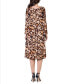Фото #2 товара Women's Print Long Sleeve Pleated Midi Dress