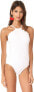 Фото #1 товара Kate Spade New York Womens 182705 High Neck White One Piece Swimsuit Size M