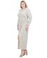 ფოტო #4 პროდუქტის Plus Size Boat-Neck Long-Sleeve Sequin Gown