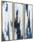 Фото #2 товара Blue Shadows Textured Metallic Hand Painted Wall Art Set by Martin Edwards, 60" x 20" x 1.5"