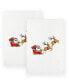 Christmas Santa's Sled Embroidered Luxury 100% Turkish Cotton Hand Towels, 2 Piece Set