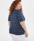 ფოტო #4 პროდუქტის Plus Size Printed Elbow-Sleeve Top, Created for Macy's