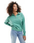 Фото #1 товара Polo Ralph Lauren half zip swearshirt with logo in green