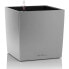 LECHUZA Cube Premium 50 Blumentopf - Komplettset, silbermetallic