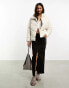 Vero Moda funnel neck padded jacket with belt in cream