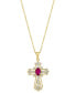 ფოტო #1 პროდუქტის EFFY® Ruby (1/2 ct. t.w.) & Diamond (1/2 ct. t.w.) Openwork Cross 18" Pendant Necklace in 14k Gold