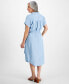 Фото #2 товара Petite Chambray Belted Camp Shirt Dress, Created for Macy's