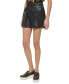 Women's Faux-Leather Pleated Logo-Belt Shorts