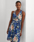 Women's Floral Belted Crepe Sleeveless Dress