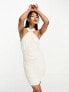 Фото #1 товара ASOS DESIGN halter pearl mini dress with drape beading detail in white