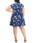 Фото #2 товара Plus Size Floral-Print Cap-Sleeve Dress