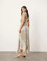 Фото #2 товара ASOS EDITION embellished spliced raw edge asymmetric midi dress in silver