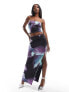 Фото #3 товара Missyempire slinky bandeau top co-ord in purple marble print