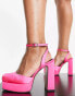 Фото #2 товара ASOS DESIGN Wide Fit Peaked platform high heeled shoes in pink