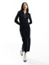 Фото #1 товара Miss Selfridge zip up long sleeve midi dress in black