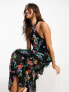 River Island floral halter midi dress in black