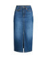 ფოტო #4 პროდუქტის Plus Size Soft Denim Midi Column Skirt