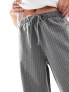 Stradivarius Petite tailored pull on trouser in grey pinstripe