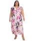 Фото #3 товара Plus Size Printed Flutter-Sleeve Chiffon Maxi Dress