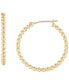 ფოტო #1 პროდუქტის Polished Beaded Tube Small Hoop Earrings in 10k Gold, 25mm