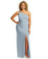 Plus Size Skinny One-Shoulder Trumpet Gown with Front Slit