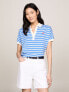 Relaxed Fit Stripe Open Placket Polo