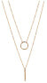 Double necklace with stylish gold plated steel earrings
