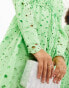 ASOS EDITION broderie drawstring long sleeve midi shirt dress in bright green