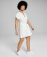 ფოტო #3 პროდუქტის Women's Short-Sleeve Belted Shirtdress