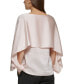 Фото #2 товара Petite Solid Crewneck Smocked-Cuff Cape Blouse, Created for Macy's