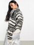 Only high neck soft jumper in black and white abstract stripe