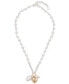 Lucky Brand two-Tone Pavé, Imitation & Freshwater Pearl Multi-Charm Pendant Necklace, 16" + 2" extender