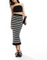 ASOS DESIGN seamless tubular midi skirt in black and white stripe Полоса, M - фото #6