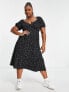 Фото #4 товара ASOS DESIGN Curve textured wrap midi dress in mono spot