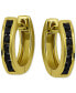 ფოტო #1 პროდუქტის Black Cubic Zirconia Extra Small Huggie Hoop Earrings in 18k Gold-Plated Sterling Silver, 0.43", Created for Macy's