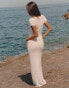 Фото #4 товара 4th & Reckless x Luana Barron kendall sheer jersey rib maxi beach dress in cream