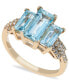 Фото #1 товара Aquamarine (3 ct. t.w) & Diamond (1/2 ct. t.w.) Ring in 14K Yellow Gold