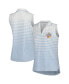 ფოტო #4 პროდუქტის Women's Light Blue Arnold Palmer MATTR Stripe Sleeveless V-Neck Polo Shirt