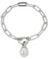 ფოტო #1 პროდუქტის Cultured Freshwater Pearl (10mm) Paperclip Link Bracelet in Sterling Silver