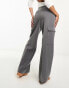 Фото #4 товара Miss Selfridge tailored wide leg cargo trouser in grey