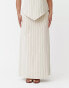 4th & Reckless linen striped maxi skirt co-ord in beige